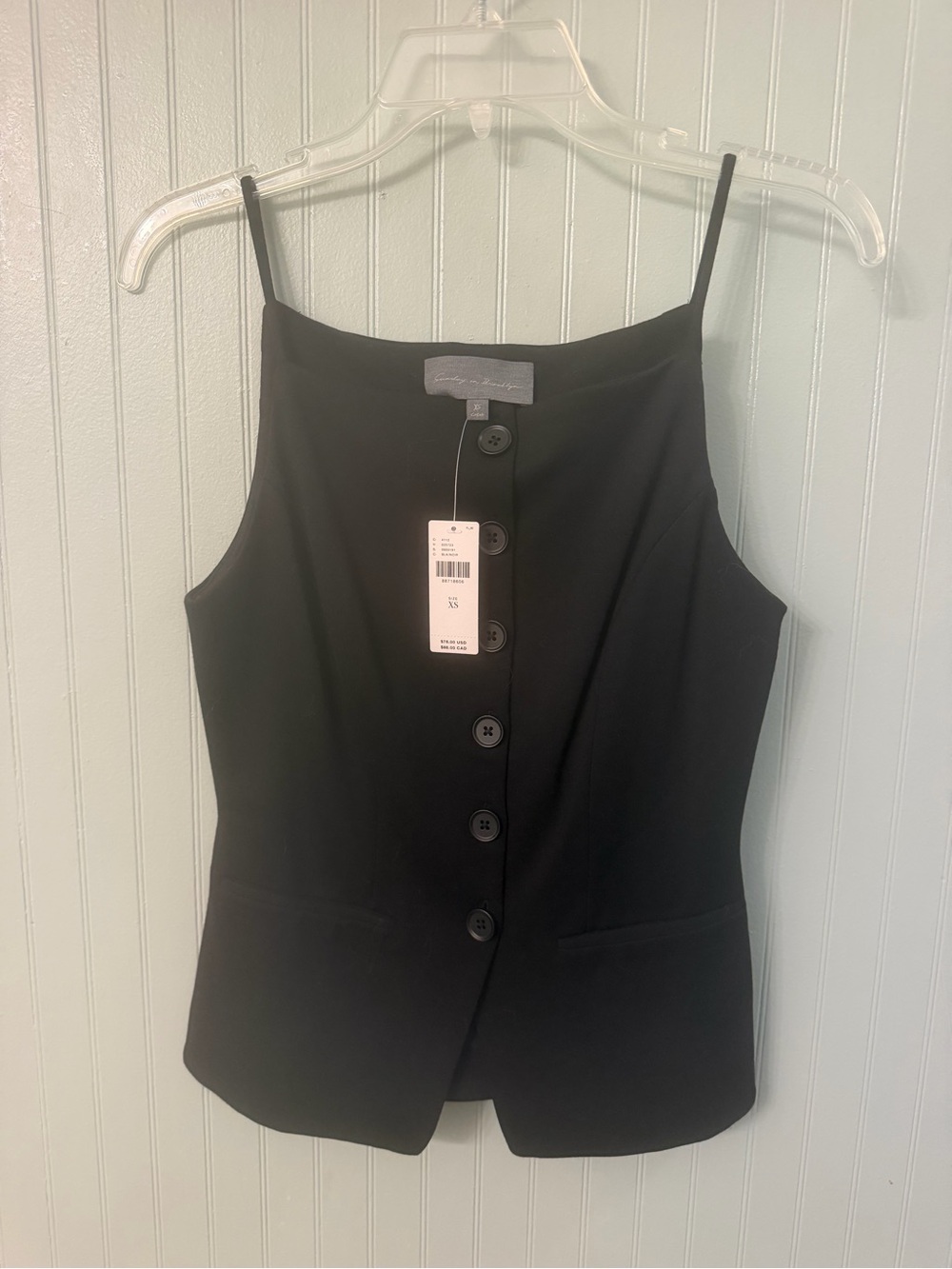 Anthropologie Black Button-Front Spaghetti Strap Top - Women